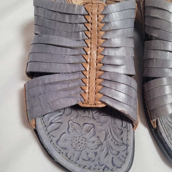Ariat Costa Gray Blue Brown Leather Strap Slides Sandals Women's Size 6B - Picture 3 of 8